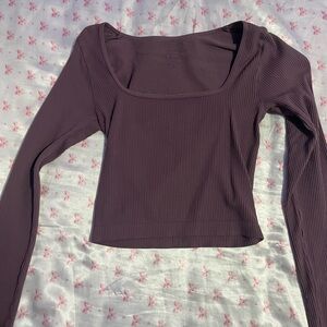 Women's Ribbed Long Sleeve Top - Purple